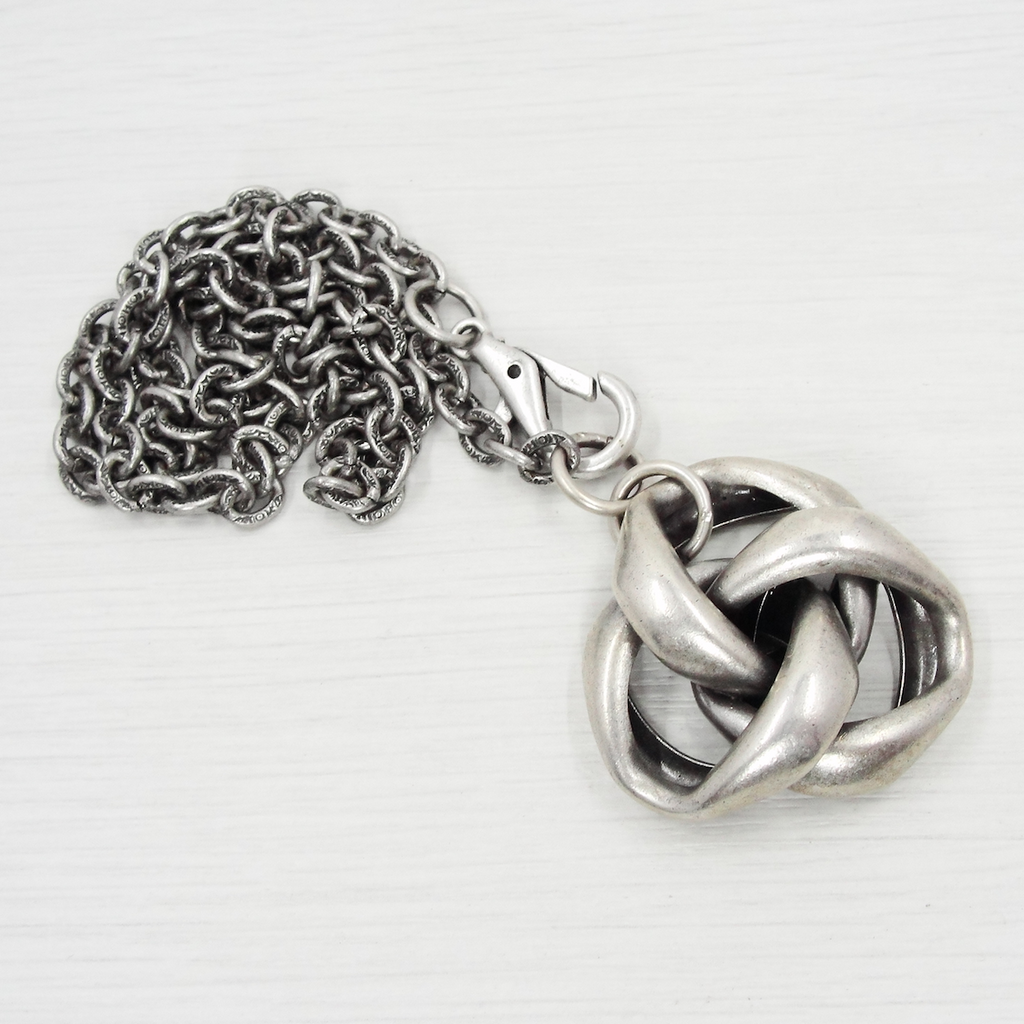 Antique Silver Vintage Love Knot Pendant Necklace