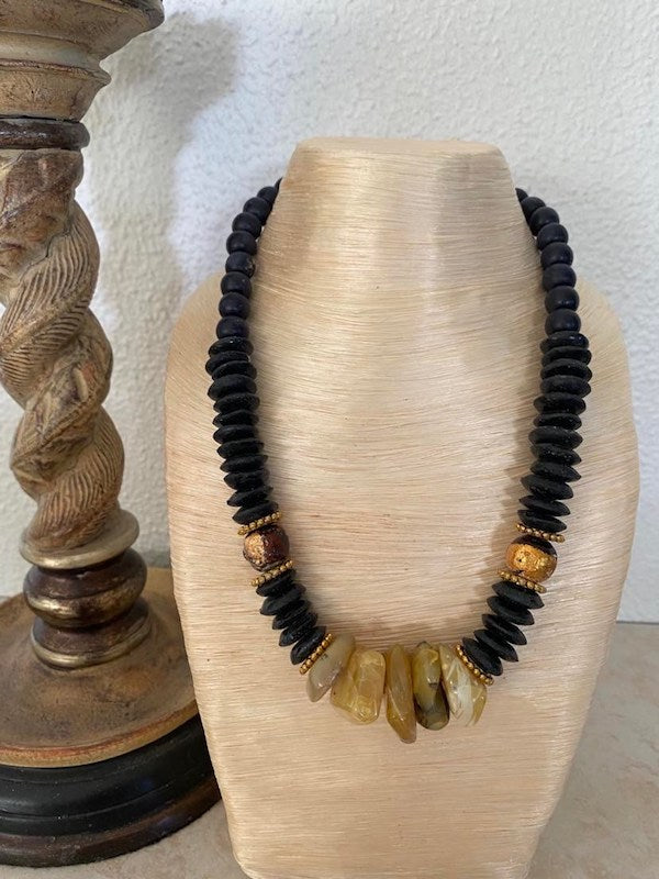 Black Ashanti & Gemstone Necklace