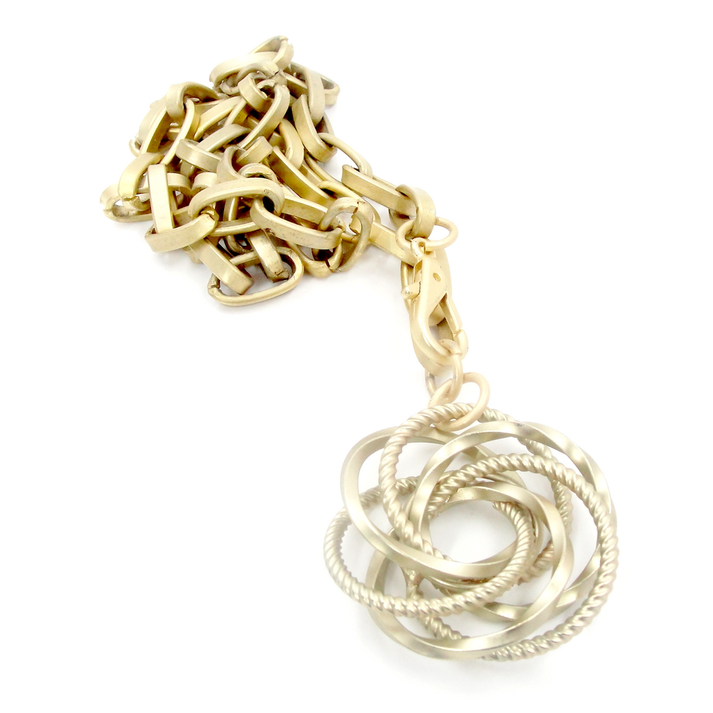 Matte Gold Fancy Love Knot Pendant Necklace