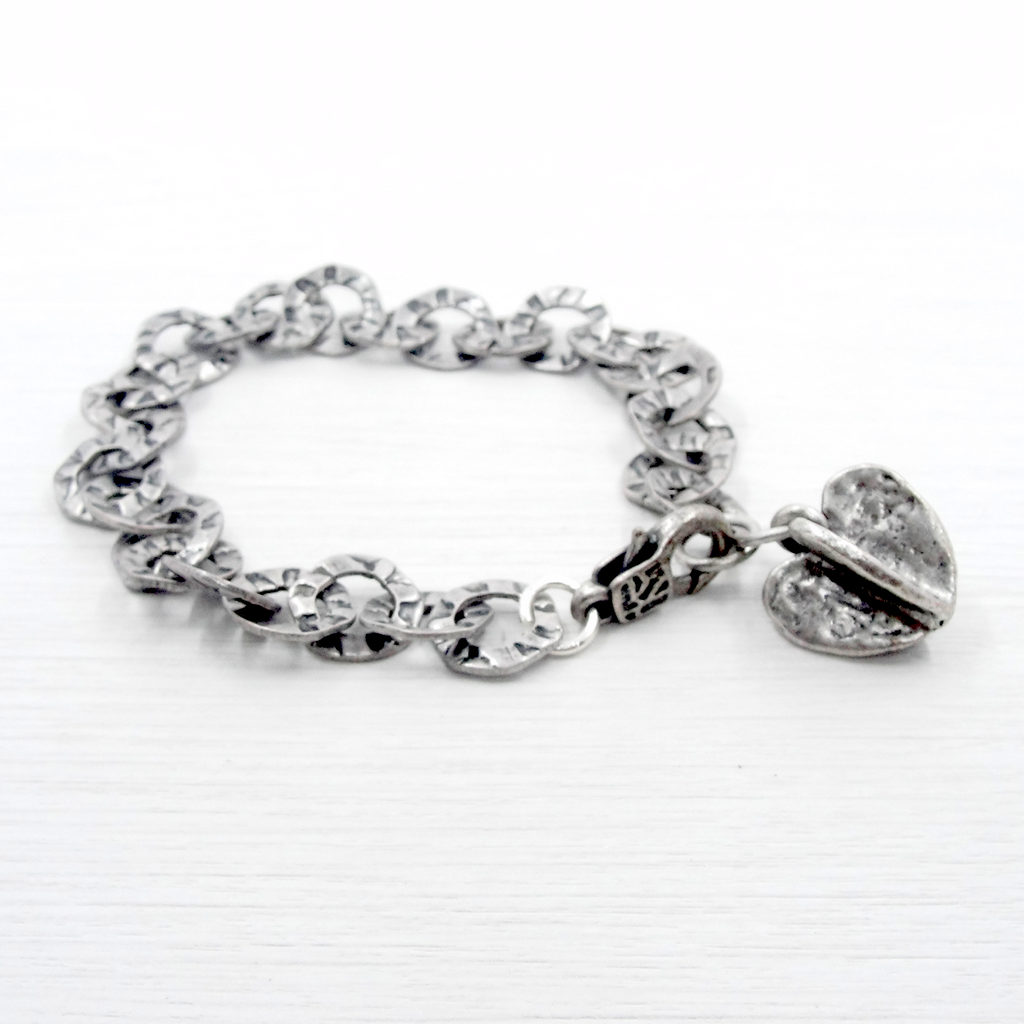 Silver Chain & Heart Charm Bracelet