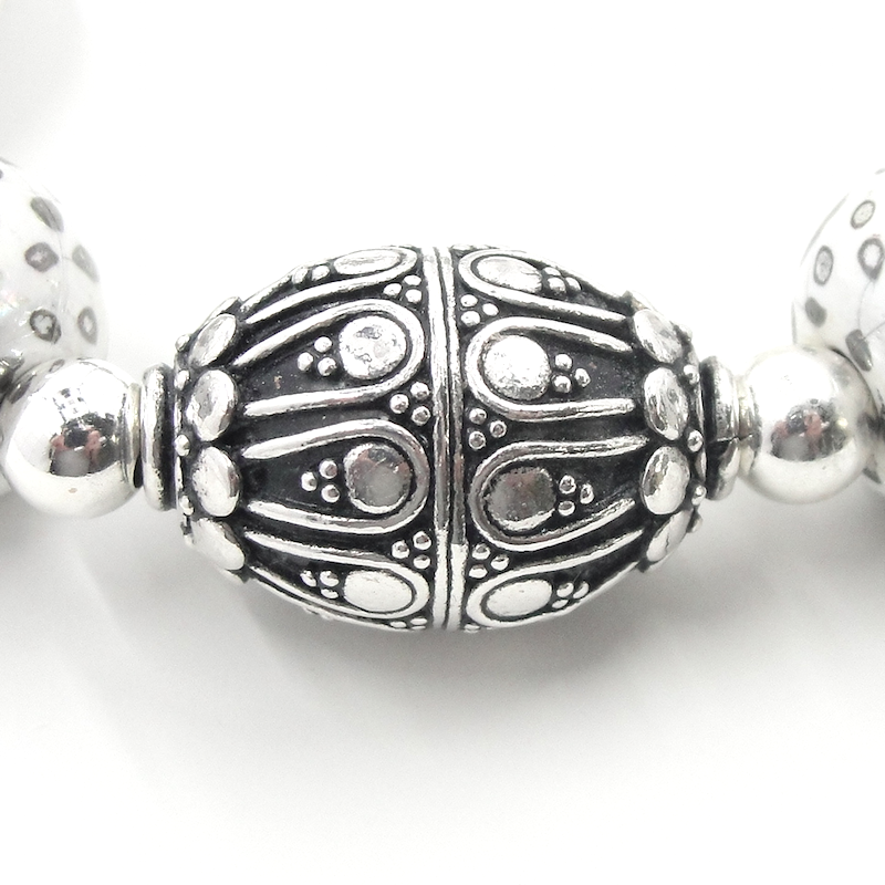 Elegant White & Sterling Silver Stretch Bracelet