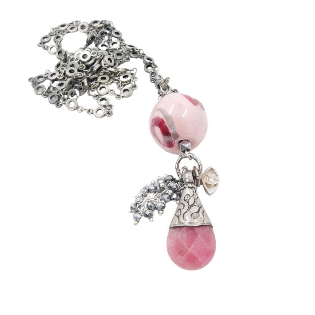 Pink & Silver Pendant Necklace